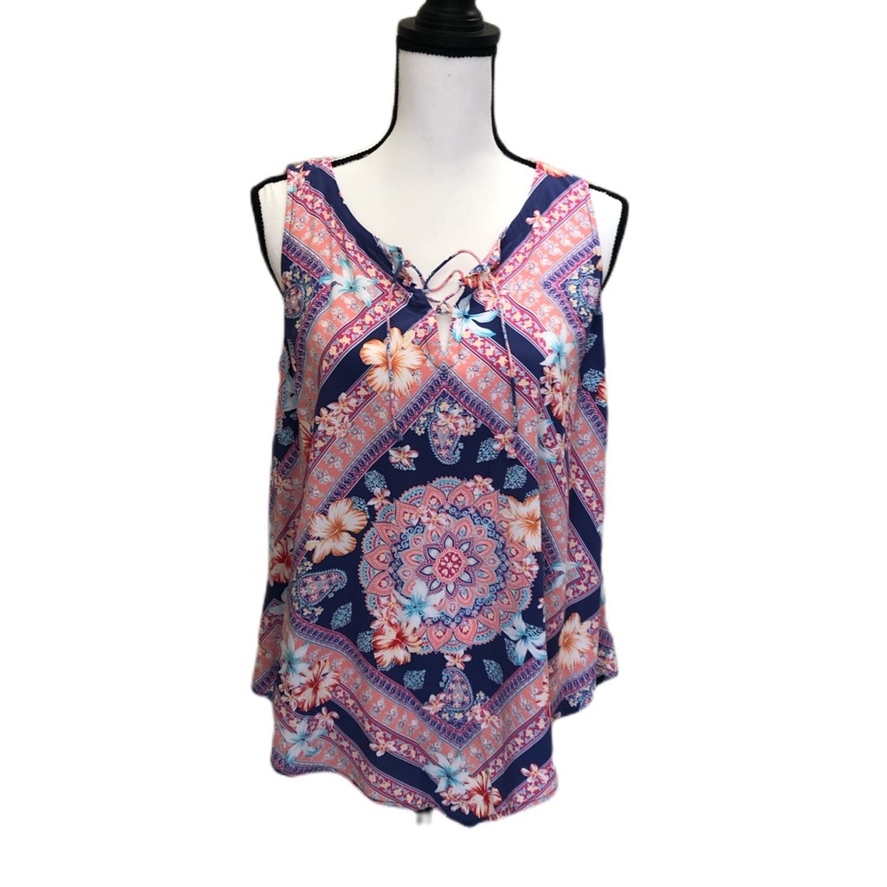 J Jill Sleeveless Tank Shirt Tie Front Size Small